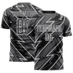 Custom Steel Gray White Lightning Sublimation Soccer Uniform Jersey Custom Steel Gray White Lightning Sublimation Soccer Uniform Jersey