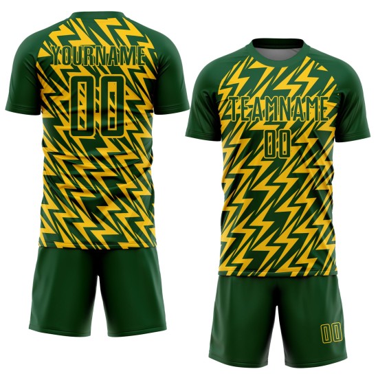 Custom Green Yellow Lightning Sublimation Soccer Uniform Jersey Custom Green Yellow Lightning Sublimation Soccer Uniform Jersey
