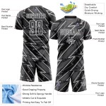 Custom Steel Gray White Lightning Sublimation Soccer Uniform Jersey Custom Steel Gray White Lightning Sublimation Soccer Uniform Jersey