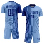 Custom Light Blue Royal Lines Sublimation Soccer Uniform Jersey Custom Light Blue Royal Lines Sublimation Soccer Uniform Jersey