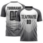 Custom Gray White-Black Lines Sublimation Soccer Uniform Jersey Custom Gray White-Black Lines Sublimation Soccer Uniform Jersey
