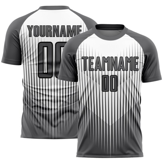 Custom Gray White-Black Lines Sublimation Soccer Uniform Jersey Custom Gray White-Black Lines Sublimation Soccer Uniform Jersey