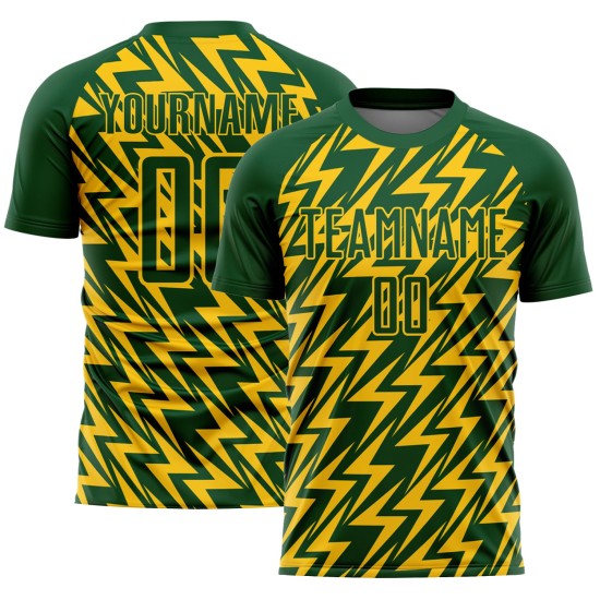 Custom Green Yellow Lightning Sublimation Soccer Uniform Jersey Custom Green Yellow Lightning Sublimation Soccer Uniform Jersey