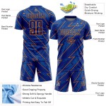 Custom Royal Bay Orange Lightning Sublimation Soccer Uniform Jersey