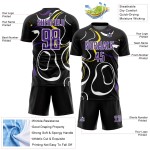 Custom Black Purple-White Fluid Shapes Sublimation Soccer Uniform Jersey Custom Black Purple-White Fluid Shapes Sublimation Soccer Uniform Jersey