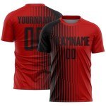 Custom Red Black Lines Sublimation Soccer Uniform Jersey Custom Red Black Lines Sublimation Soccer Uniform Jersey