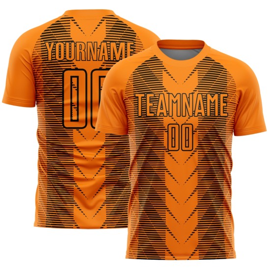 Custom Bay Orange Black Lines Sublimation Soccer Uniform Jersey Custom Bay Orange Black Lines Sublimation Soccer Uniform Jersey