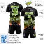 Custom Black Neon Green-White Lines Sublimation Soccer Uniform Jersey Custom Black Neon Green-White Lines Sublimation Soccer Uniform Jersey