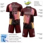 Custom Crimson White Geometric Shapes Sublimation Soccer Uniform Jersey Custom Crimson White Geometric Shapes Sublimation Soccer Uniform Jersey