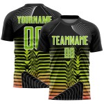 Custom Black Neon Green-White Lines Sublimation Soccer Uniform Jersey Custom Black Neon Green-White Lines Sublimation Soccer Uniform Jersey