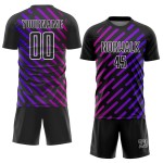 Custom Black Purple-Pink Lines Sublimation Soccer Uniform Jersey Custom Black Purple-Pink Lines Sublimation Soccer Uniform Jersey