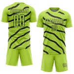 Custom Neon Green Black Lines And Dots Sublimation Soccer Uniform Jersey Custom Neon Green Black Lines And Dots Sublimation Soccer Uniform Jersey