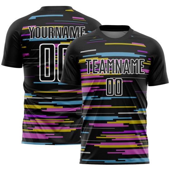 Custom Black White Lines Sublimation Soccer Uniform Jersey Custom Black White Lines Sublimation Soccer Uniform Jersey