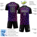 Custom Black Purple-Pink Lines Sublimation Soccer Uniform Jersey Custom Black Purple-Pink Lines Sublimation Soccer Uniform Jersey