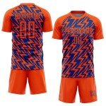 Custom Orange Royal Lightning Sublimation Soccer Uniform Jersey Custom Orange Royal Lightning Sublimation Soccer Uniform Jersey