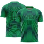 Custom Kelly Green Black Geometric Shapes Sublimation Soccer Uniform Jersey Custom Kelly Green Black Geometric Shapes Sublimation Soccer Uniform Jersey