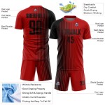 Custom Red Black Lines Sublimation Soccer Uniform Jersey Custom Red Black Lines Sublimation Soccer Uniform Jersey