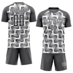Custom Steel Gray White Lines Sublimation Soccer Uniform Jersey Custom Steel Gray White Lines Sublimation Soccer Uniform Jersey