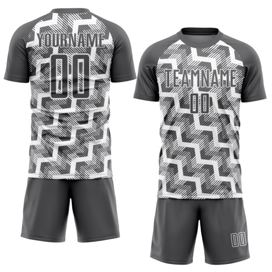 Custom Steel Gray White Lines Sublimation Soccer Uniform Jersey Custom Steel Gray White Lines Sublimation Soccer Uniform Jersey