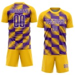 Custom Yellow Purple-White Lines Sublimation Soccer Uniform Jersey Custom Yellow Purple-White Lines Sublimation Soccer Uniform Jersey