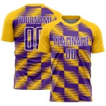 Custom Yellow Purple-White Lines Sublimation Soccer Uniform Jersey Custom Yellow Purple-White Lines Sublimation Soccer Uniform Jersey