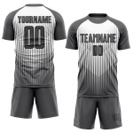 Custom Gray White-Black Lines Sublimation Soccer Uniform Jersey Custom Gray White-Black Lines Sublimation Soccer Uniform Jersey