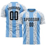 Custom Light Blue Black-White Sublimation Soccer Uniform Jersey Custom Light Blue Black-White Sublimation Soccer Uniform Jersey