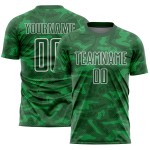 Custom Kelly Green White Geometric Shapes Sublimation Soccer Uniform Jersey Custom Kelly Green White Geometric Shapes Sublimation Soccer Uniform Jersey