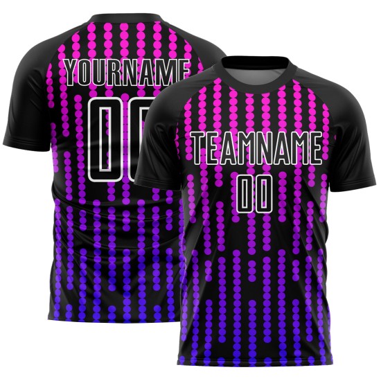 Custom Black Purple-Pink Lines Sublimation Soccer Uniform Jersey Custom Black Purple-Pink Lines Sublimation Soccer Uniform Jersey