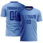 Custom Light Blue Royal Lines Sublimation Soccer Uniform Jersey Custom Light Blue Royal Lines Sublimation Soccer Uniform Jersey