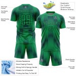 Custom Kelly Green Black Geometric Shapes Sublimation Soccer Uniform Jersey Custom Kelly Green Black Geometric Shapes Sublimation Soccer Uniform Jersey