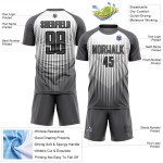 Custom Gray White-Black Lines Sublimation Soccer Uniform Jersey Custom Gray White-Black Lines Sublimation Soccer Uniform Jersey