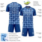 Custom Royal Light Blue-White Lines Sublimation Soccer Uniform Jersey Custom Royal Light Blue-White Lines Sublimation Soccer Uniform Jersey