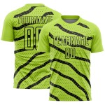 Custom Neon Green Black Lines And Dots Sublimation Soccer Uniform Jersey Custom Neon Green Black Lines And Dots Sublimation Soccer Uniform Jersey