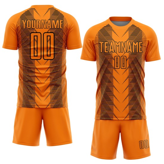 Custom Bay Orange Black Lines Sublimation Soccer Uniform Jersey Custom Bay Orange Black Lines Sublimation Soccer Uniform Jersey