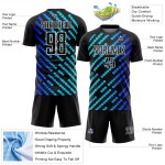 Custom Black Sky Blue-Royal Lines Sublimation Soccer Uniform Jersey Custom Black Sky Blue-Royal Lines Sublimation Soccer Uniform Jersey