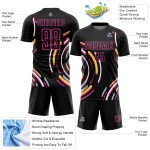 Custom Black Pink Lines Sublimation Soccer Uniform Jersey Custom Black Pink Lines Sublimation Soccer Uniform Jersey