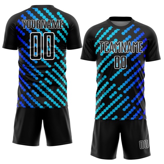 Custom Black Sky Blue-Royal Lines Sublimation Soccer Uniform Jersey Custom Black Sky Blue-Royal Lines Sublimation Soccer Uniform Jersey