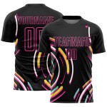 Custom Black Pink Lines Sublimation Soccer Uniform Jersey Custom Black Pink Lines Sublimation Soccer Uniform Jersey