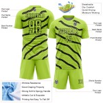 Custom Neon Green Black Lines And Dots Sublimation Soccer Uniform Jersey Custom Neon Green Black Lines And Dots Sublimation Soccer Uniform Jersey