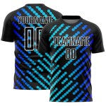 Custom Black Sky Blue-Royal Lines Sublimation Soccer Uniform Jersey Custom Black Sky Blue-Royal Lines Sublimation Soccer Uniform Jersey