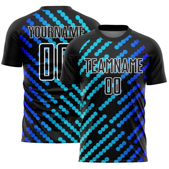 Custom Black Sky Blue-Royal Lines Sublimation Soccer Uniform Jersey Custom Black Sky Blue-Royal Lines Sublimation Soccer Uniform Jersey
