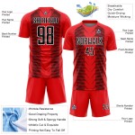 Custom Fire Red Black-White Lines Sublimation Soccer Uniform Jersey Custom Fire Red Black-White Lines Sublimation Soccer Uniform Jersey