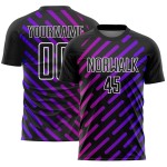 Custom Black Purple-Pink Lines Sublimation Soccer Uniform Jersey Custom Black Purple-Pink Lines Sublimation Soccer Uniform Jersey