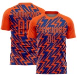 Custom Orange Royal Lightning Sublimation Soccer Uniform Jersey Custom Orange Royal Lightning Sublimation Soccer Uniform Jersey